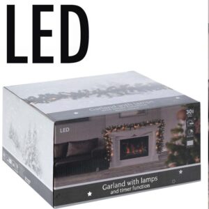 Guirlande met 30 LED - warm wit - 2.70 meter - met timer - op batterij