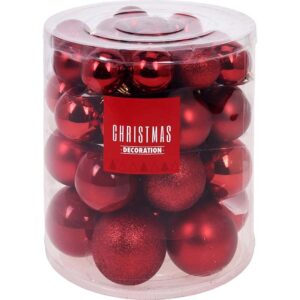 Kerstballenset - 44 stuks plastic - rood
