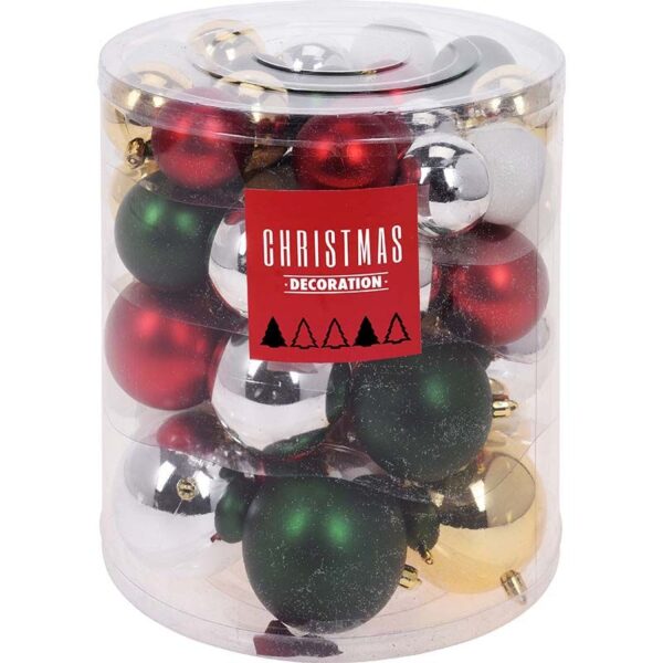Kerstballenset - 44 stuks plastic - traditional mix