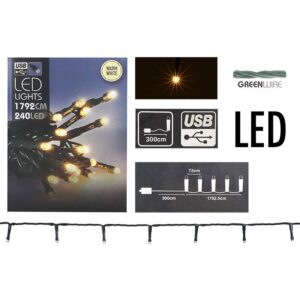 LED-verlichting USB - 240 LED's - warm wit