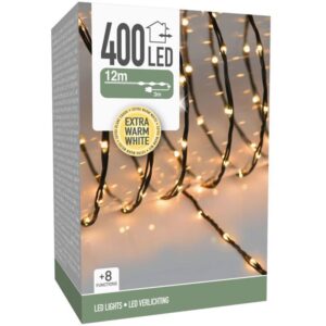 LED Verlichting 400 LED - 12 meter - extra warm wit - voor binnen en buiten - 8 Lichtfuncties - Soft Wire